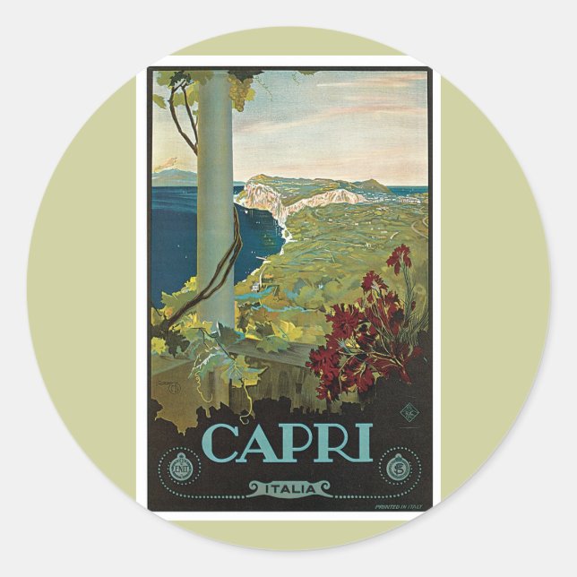 Capri Italien Vintag Runder Aufkleber (Vorderseite)