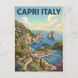 Capri Italien Vintage Anime Reise Postkarte