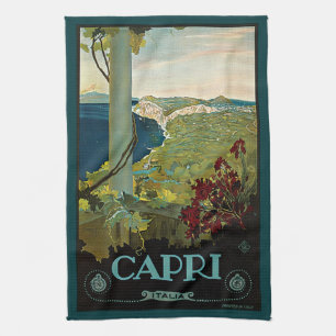 Capri, Italien, Vintage Reiseposter Art Italia Geschirrtuch