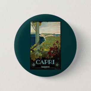 Capri, Italien, Vintage Travel Poster Art Italia Button