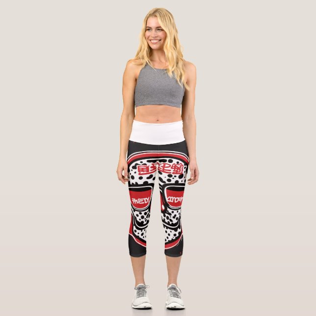 Capri Keith Haring Style Leggings pour femmes avec Nerd  (Recto)