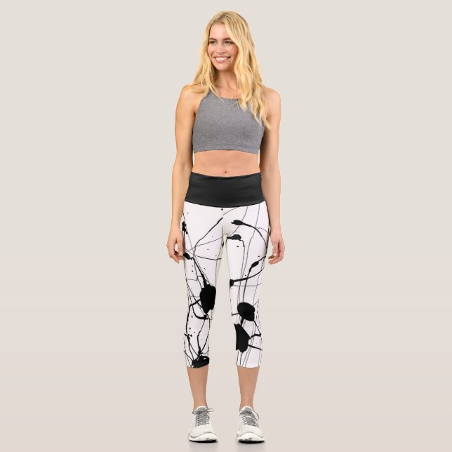 Capri Leggings Capris de plaque d'encre noire (Recto)