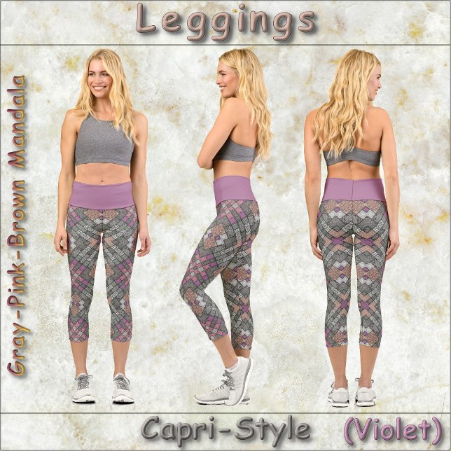 CAPRI LEGGINGS Grau-Pink-Brown Mandala Design (Von Creator hochgeladen)
