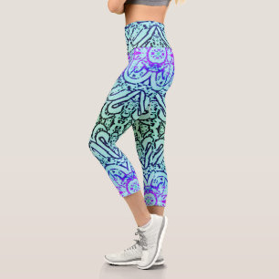 Capri-Leggings - Kühl-farbige Abstraktion  Capri Leggings