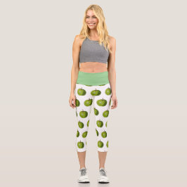 Capri Leggings mit einem grünen Apfeldesign
