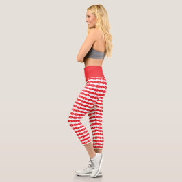 Capri-Leggings mit rotem und weißem geometrischem  Capri Leggings