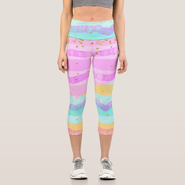 Capri Leggings Pastellfarben Alternativstreifen (Vorderseite)