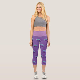 Capri Leggings Purple Puffs de Fleurs