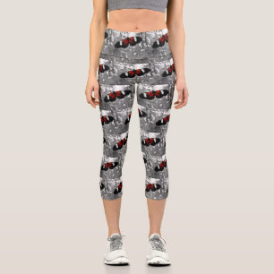 Capri Leggings Red Butterfly B&W Hintergrund