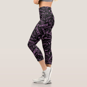 Capri Love Text Black Leggings ou Choose Color