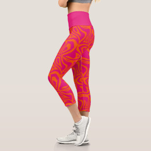 Capri Neon rose Zebra Stripes femmes Capris Leggings