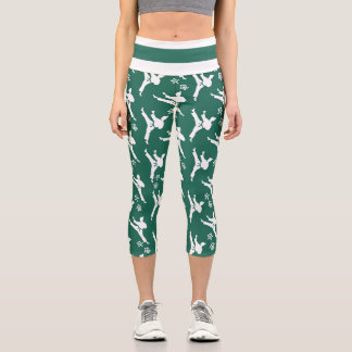 Capri Séoul Spirit Sports Leggings Blanc sur Vert