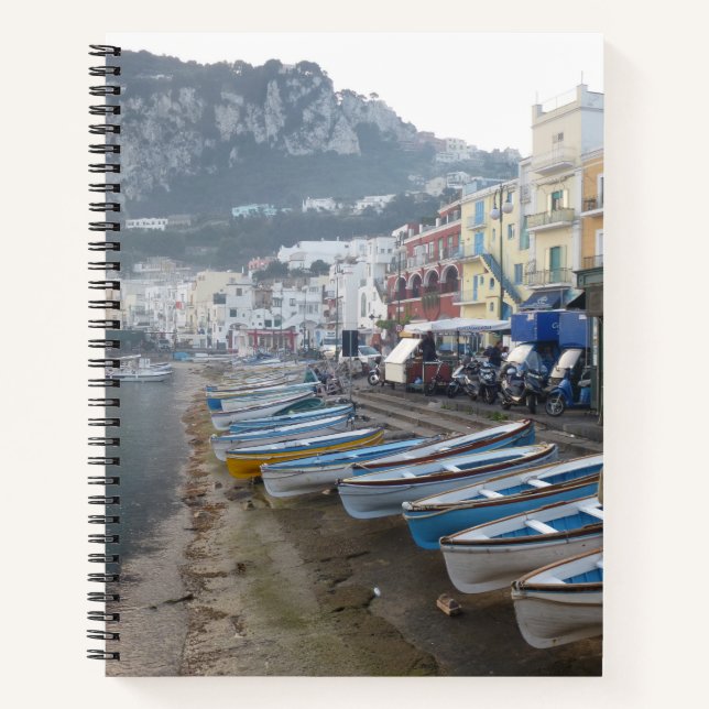 Capri Shoreline Foto Grosses SpiralNotebook Notizbuch (Vorderseite)