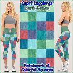 CAPRI STILE LEGGINGS - Farbpatchwork   Grün<br><div class="desc">(* HINWEIS *: Das bunten Bild(e) auf dem Bund kann entfernt, in ein Bild Ihrer Wahl geändert oder in einen eigenen Text umgewandelt werden.) Auf diesen farbenfrohen Capri Style-Leggings ist ein Farbbild im Patchwork-Stil mit Farbquadraten enthalten. Erhältlich in fünf Frauengrößen (XS, S, M, L, XL). Siehe "Über dieses Produkt" Beschreibung...</div>
