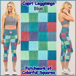 CAPRI STYLE LEGGINGS - Farbpatchwork   Blau<br><div class="desc">(* HINWEIS *: Das bunten Bild(e) auf dem Bund kann entfernt, in ein Bild Ihrer Wahl geändert oder in einen eigenen Text umgewandelt werden.) Auf diesen farbenfrohen Capri Style-Leggings ist ein Farbbild im Patchwork-Stil mit Farbquadraten enthalten. Erhältlich in fünf Frauengrößen (XS, S, M, L, XL). Siehe "Über dieses Produkt" Beschreibung...</div>