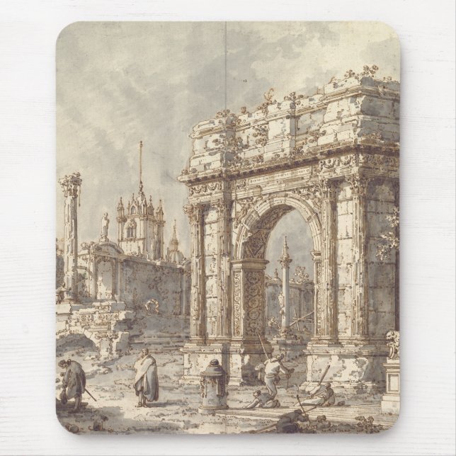 Capriccio mit einem römischen Triumphbogen Mousepad (Vorne)