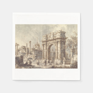 Capriccio mit einem römischen Triumphbogen Serviette