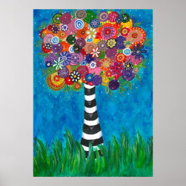 Capricious Happy Colorful Tree Original Artwork Poster
