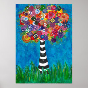 Capricious Happy Colorful Tree Original Artwork Poster