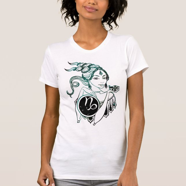 Capricorn Art Deco Lady T-Shirt (Vorderseite)