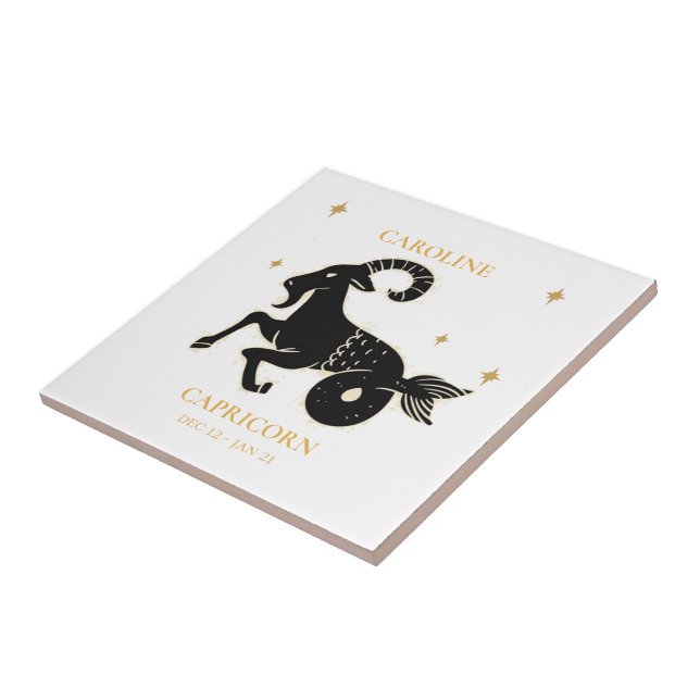 Capricorn Astrologisches Zodiac Namensschild Gesch Fliese (Seite)