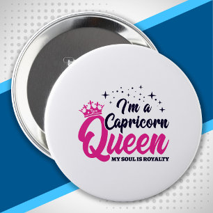 Capricorn Birthday Queen Zodiac Sign Soul Royalty Button