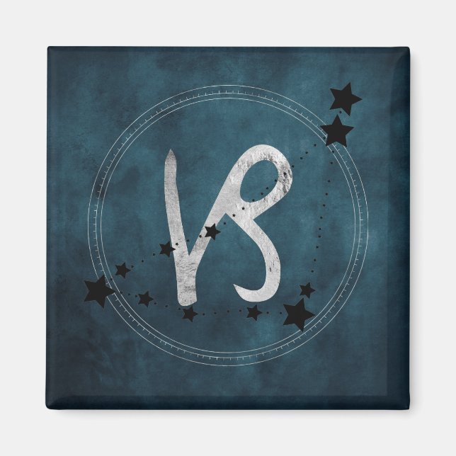Capricorn Black & Silver Zodiac Magnet (Vorne)