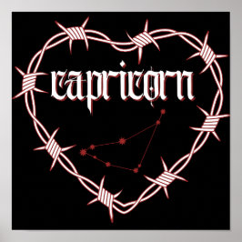 Capricorn Constellation Gothic Dark Celestial Art Poster