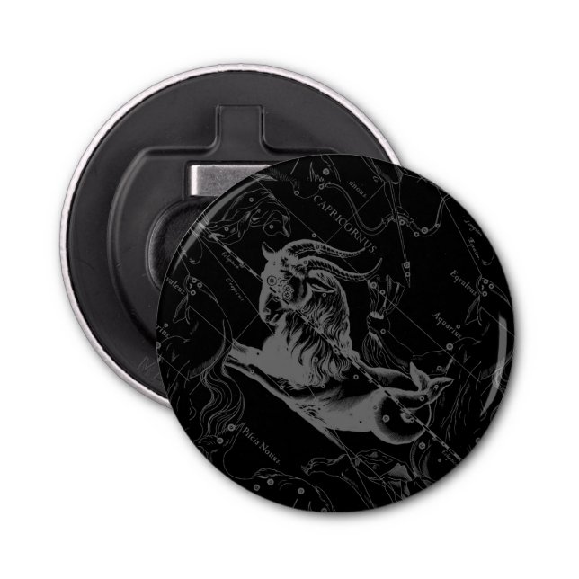 Capricorn Constellation Hevelius 1690 auf Schwarz Flaschenöffner (Vorderseite)