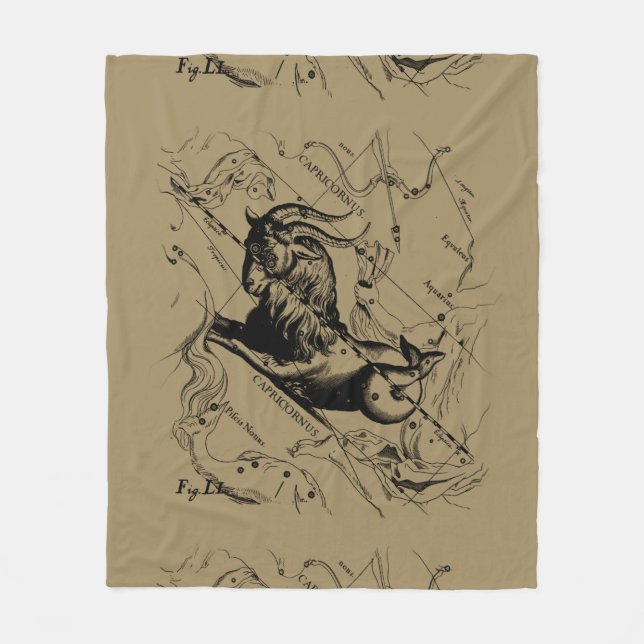 Capricorn Constellation Hevelius 1690 auf Taupe Fleecedecke (Vorderseite)