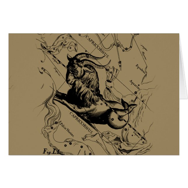 Capricorn Constellation Vintag Gravur Hevelius (Vorderseite (Horizontal))