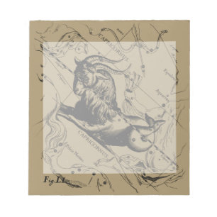 Capricorn Constellation Vintag Gravur Hevelius Notizblock