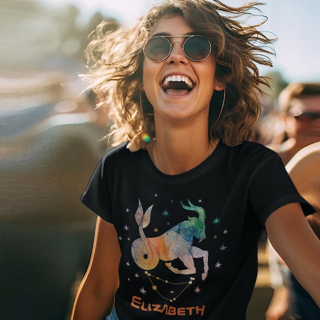 Capricorn Constellation Zodiac Aquarellgalaxie T-Shirt (Von Creator hochgeladen)