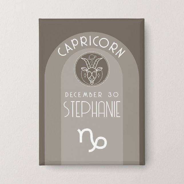 Capricorn Custom Birthday Zodiac - Modernes Design Button (Vorderseite)