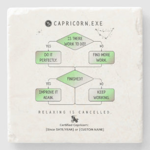 Capricorn Flowchart Funny Zodiac Spaß (farbig) Steinuntersetzer