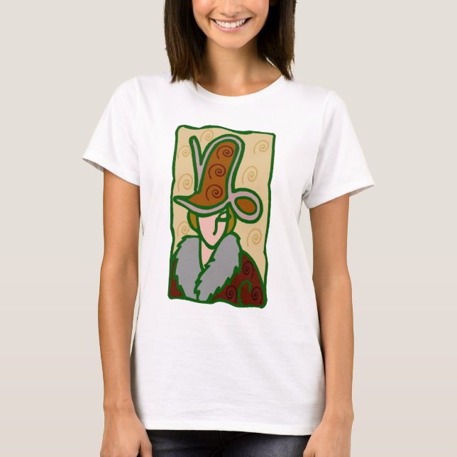 Capricorn-Frau der 1920er Jahre mit braunem Symbol T-Shirt (Vorderseite)