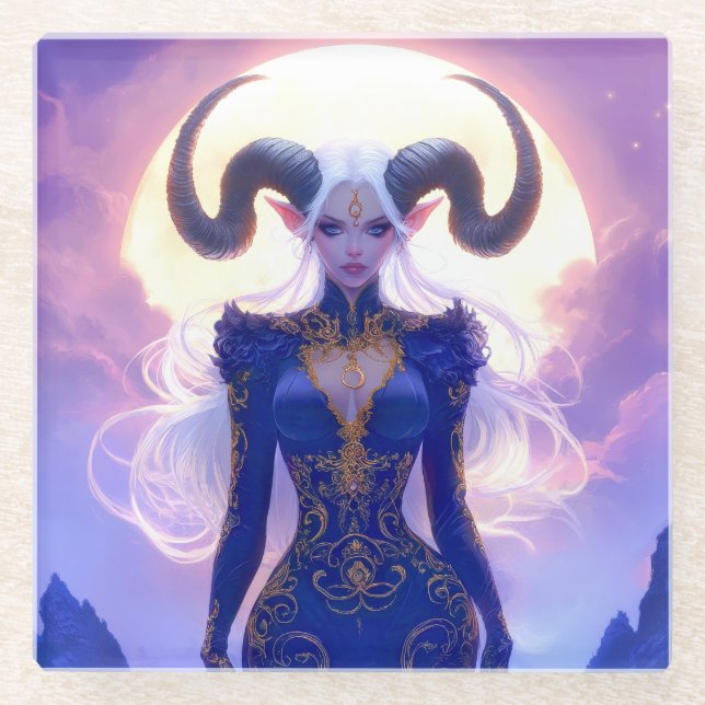 Capricorn-Frau Glasuntersetzer (Vorderseite)