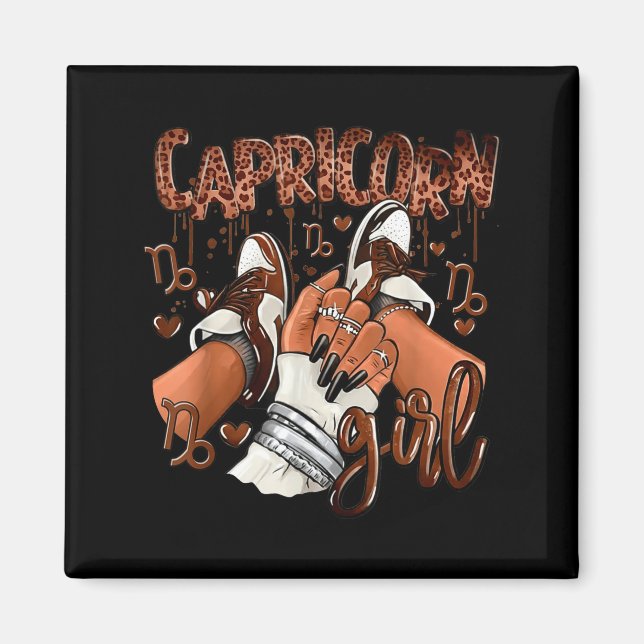 Capricorn Girl Birthday Afro Queen Sneakers Zodiac Magnet (Vorne)