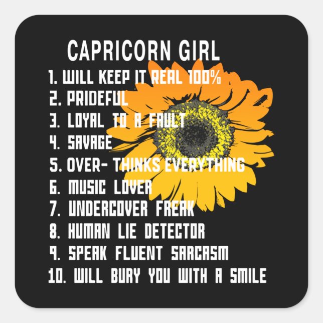 Capricorn Girl Quadratischer Aufkleber (Vorderseite)