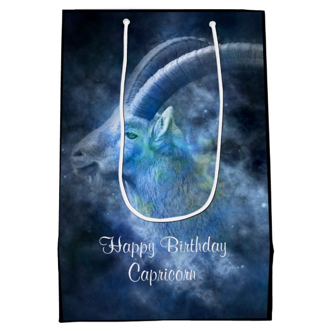 Capricorn Goat MGB Happy Birthday Mittlere Geschenktüte (Rückseite)