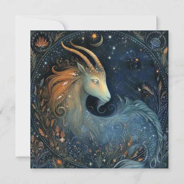 Capricorn Goat Zodiac Astrology Mystical Birthday Karte (Vorderseite)