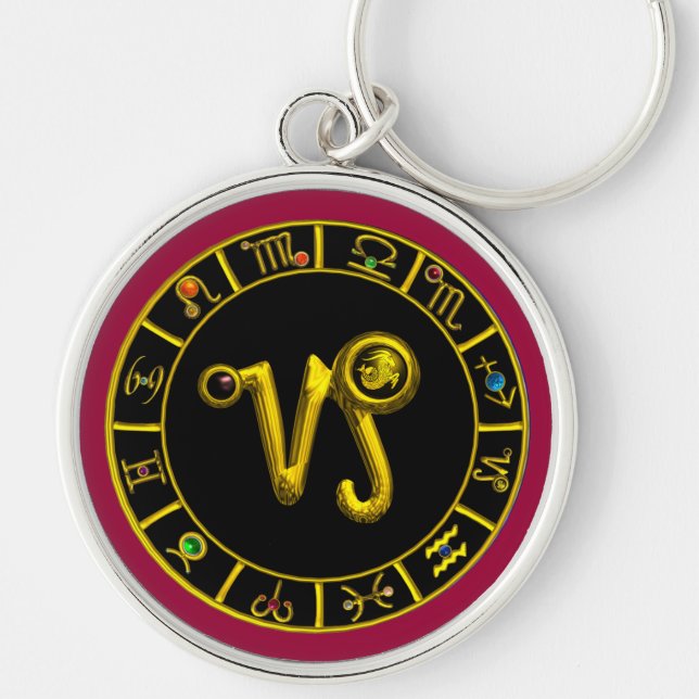 CAPRICORN GOLD ZODIAC BIRTHDAY JEWEL Astrologie Schlüsselanhänger (Vorne)