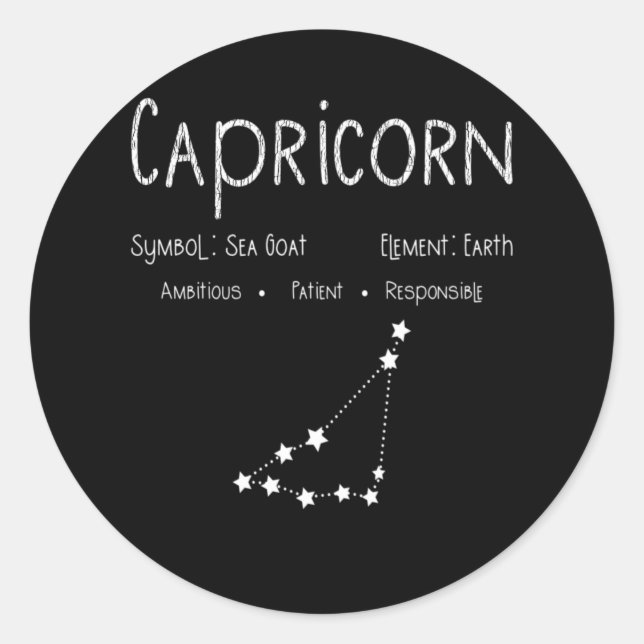Capricorn Horoskop Astrologie Star Signatur Geburt Runder Aufkleber (Vorderseite)