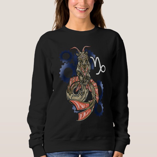 Capricorn Horoskop Inspiriert Capricorn Symbol Rel Sweatshirt (Vorderseite)