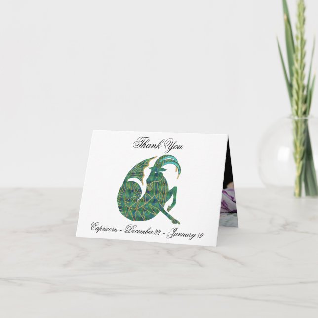 Capricorn Impressionist Malstil & Gold Dankeskarte (Vorderseite)
