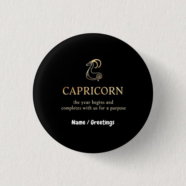 Capricorn Jahr beginnt und endet mit uns anpassbar Button (Vorderseite)