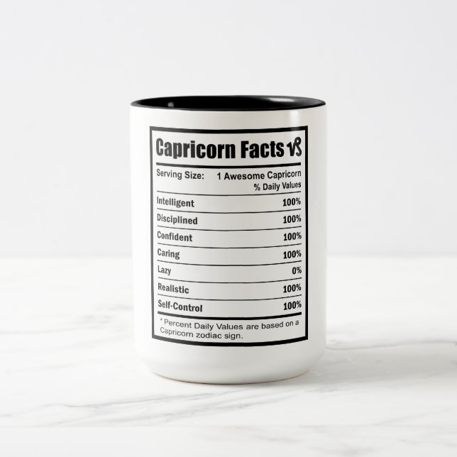 Capricorn Nutrition Fakten Zweifarbige Tasse (Mittel)