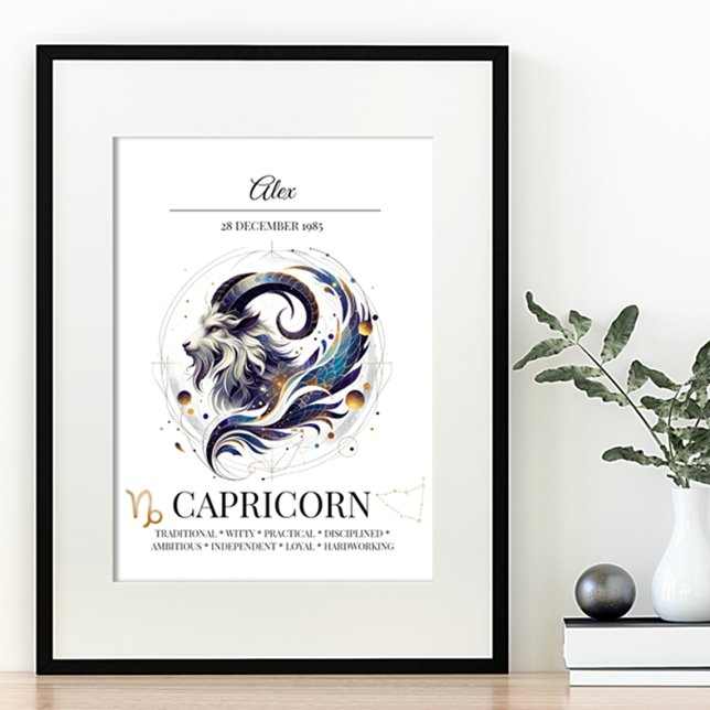 Capricorn Personalisiert Elegante Wasserfarben Poster (Von Creator hochgeladen)