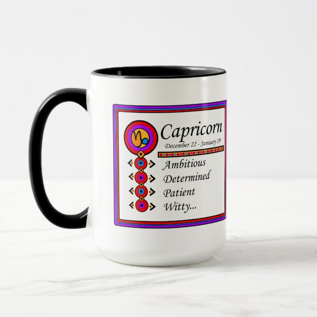Capricorn Personality Tracks Designer Tasse (Links)