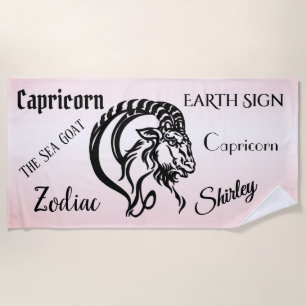 Capricorn Pink Zodiac Strandtuch